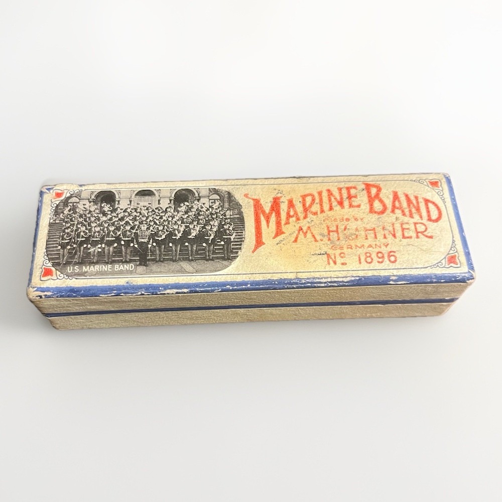 MINTY Vintage Hohner Marine‎ Band Harmonica No. 1896 Key of G - Original Box